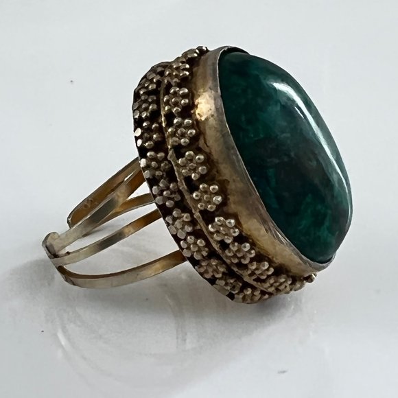 Vintage 1970s Israel Eilat Stone Sterling Silver Statement Ring - Picture 2 of 9